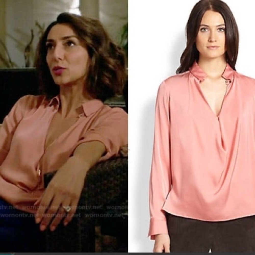 HALSTON HERITAGE silk cowl necklace blouse